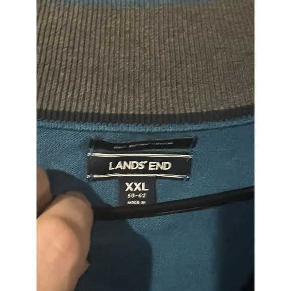 Men's Lands' End XXL Quarter Zip Blue Pullover Sweater-Pre Owned - Picture 2 of 6